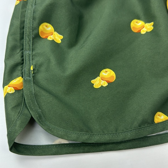 H&M Men’s Swim Trunks. Green with Orange’s. Size Large. Mesh Liner. Drawstring. - Picture 6 of 7